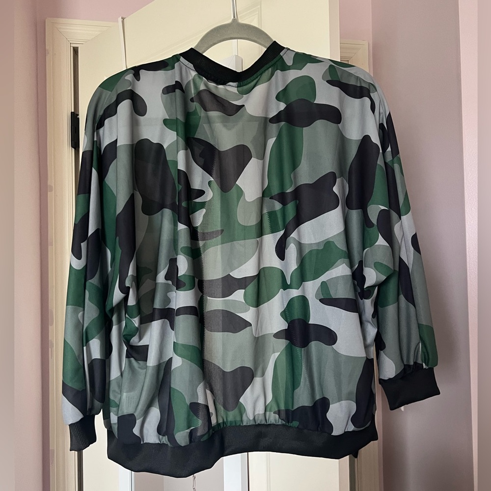 Camouflage Mesh Zip-up Jacket